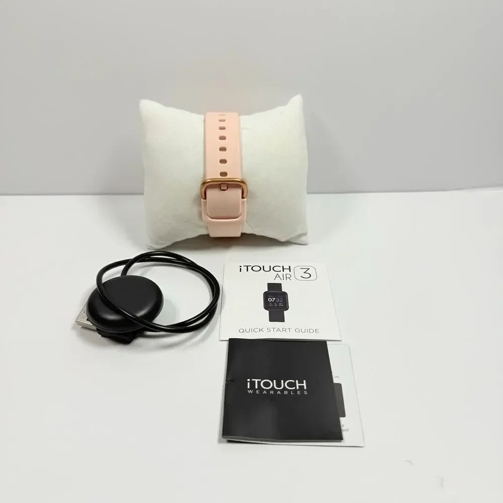 iTouch Wearables Air 3 Smartwatch Fitness Tracker Rose Gold Rubber Band